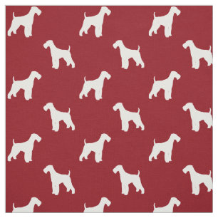 Tela Siluetas de Airedale Terrier Trama Rojo y Blanco