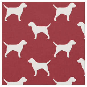 Tela Siluetas de Border Terrier Patrón Rojo y Blanco