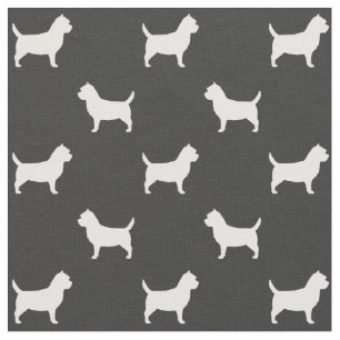 Tela Siluetas de Cairn Terrier Patrón Gris y Blanco