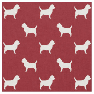 Tela Siluetas de Cairn Terrier Patrón Rojo y Blanco