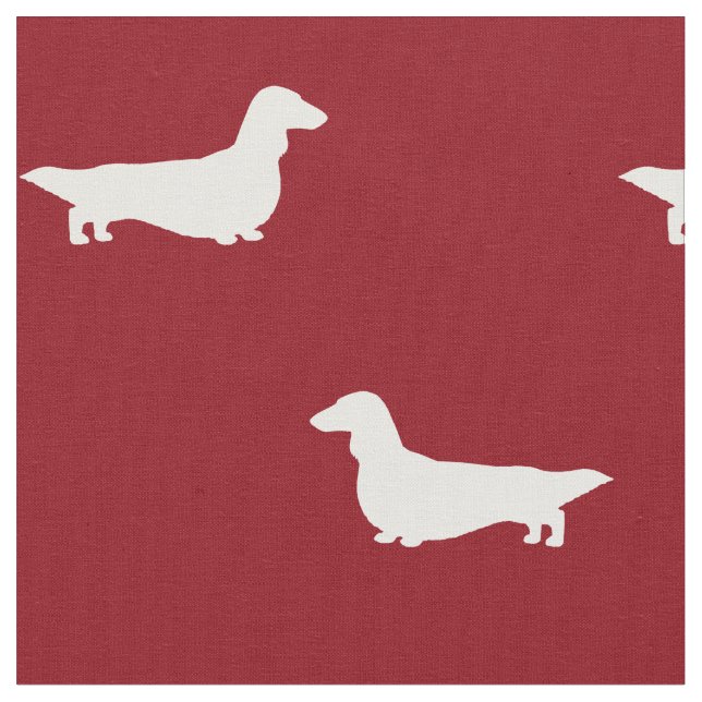 Tela Siluetas de Dachshund de Pelo Largo Rojo y Blanco (De cerca)