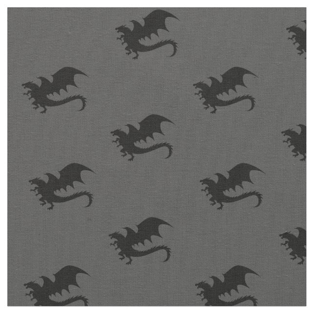 Tela Siluetas de DND de Dragones Gris (De cerca)