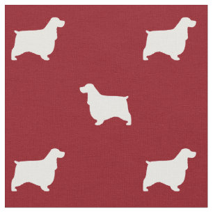 Tela Siluetas de English Cocker Spaniel Rojo y Blanco