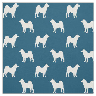 Tela Siluetas de la raza de perro Akita azul y blanco