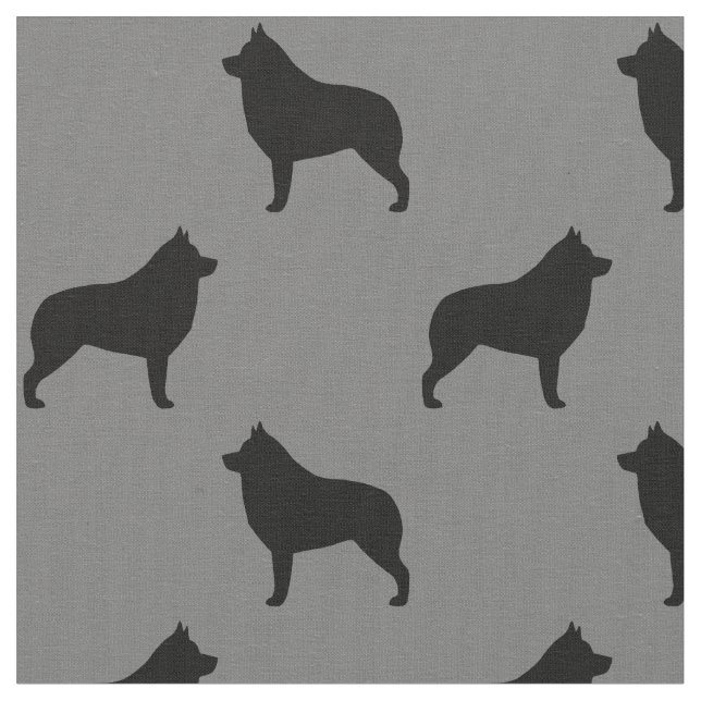 Tela Siluetas de la raza de perro Schipperke con patrón (De cerca)