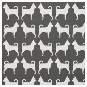 Tela Siluetas de perro Chihuahua Gris y Blanco Estampad