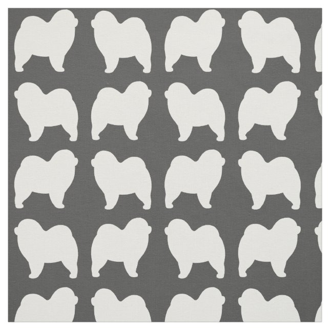 Tela Siluetas de perro Chow Chow áspero estampado (Retal)