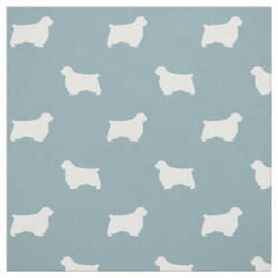 Tela Siluetas de perro Clumber Spaniel Azul y Blanco