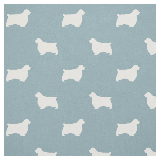 Tela Siluetas de perro Clumber Spaniel Azul y Blanco (Retal)