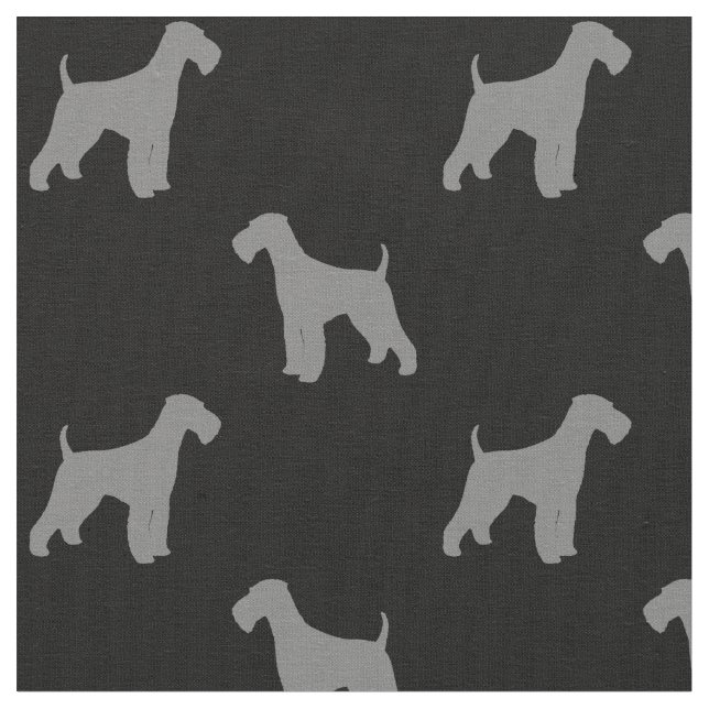 Tela Siluetas de perro de Airedale Terrier Patrón gris (De cerca)