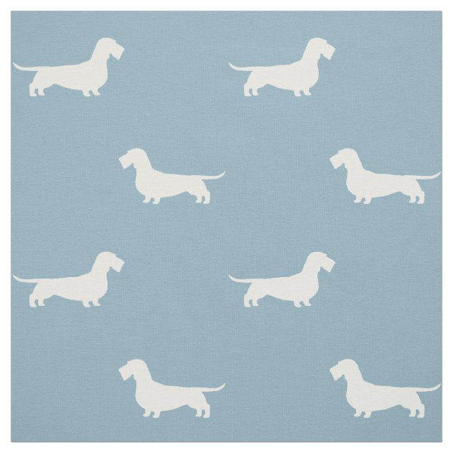 Tela Siluetas de perro de Dachshund con el cabello azul (Retal)