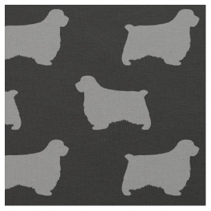 Tela Siluetas de perro de España de laberinto negro y g