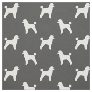 Tela Siluetas de perro de juguete blanco con motivos gr