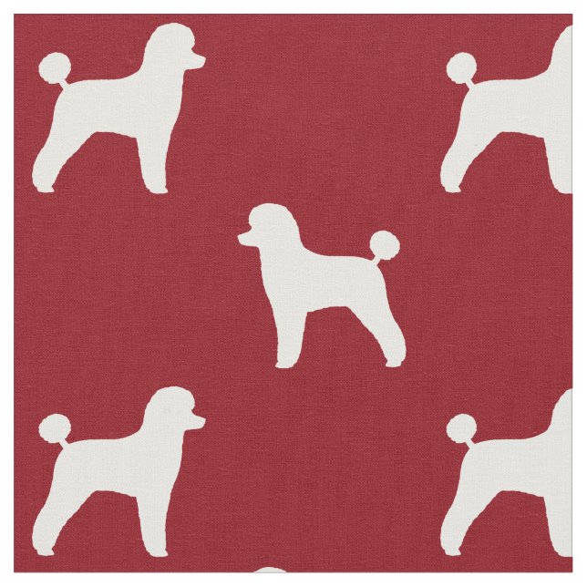 Tela Siluetas de perro de juguete Patrón rojo y blanco (De cerca)