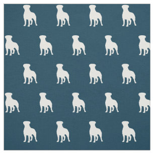 Tela Siluetas de perro de Rottweiler azul y blanco