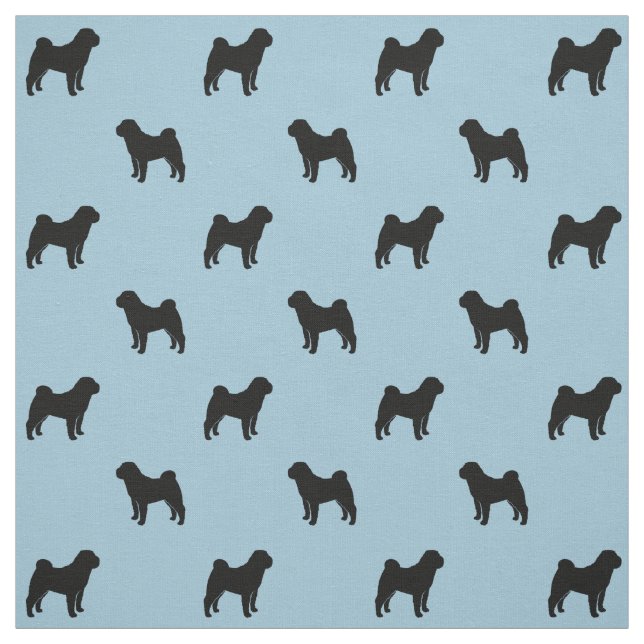 Tela Siluetas de perro Shar-Pei chino negro y azul (Retal)