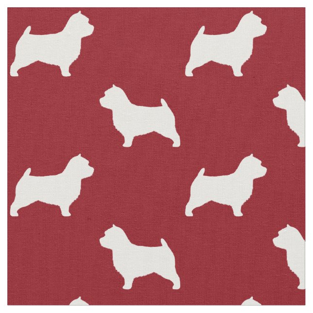 Tela Siluetas de perro Terrier de Norwich Rojo y Blanco (De cerca)