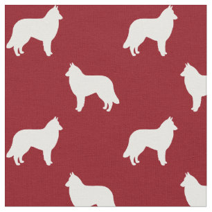 Tela Siluetas de perro Tervuren belga Rojo y Blanco