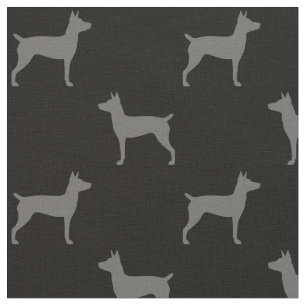 Tela Siluetas de Rat Terrier Gris y con estampado negro