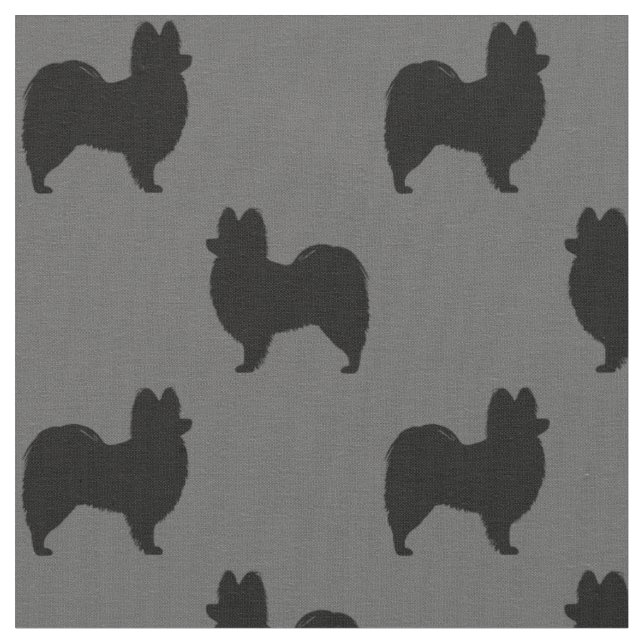 Tela Siluetas de raza de perro de Papillon estampadas (De cerca)