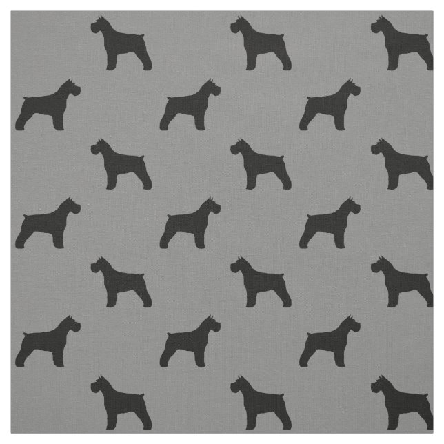 Tela Siluetas de Schnauzer Patrón Gris y Negro (Retal)