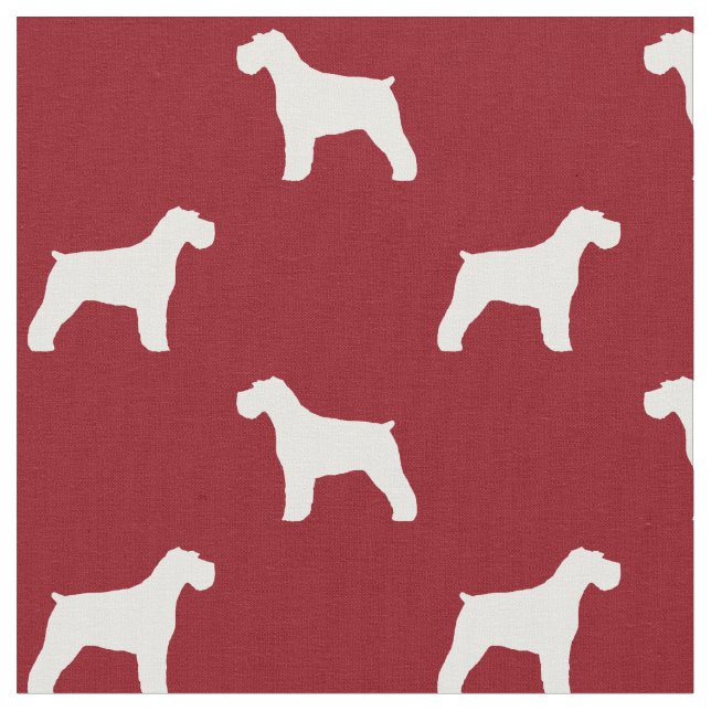 Tela Siluetas de Schnauzer Patrón Rojo y Blanco (De cerca)