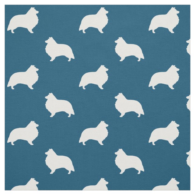 Tela Siluetas de Shetland Sheepdog Azul y Blanco (Retal)