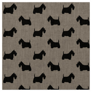 Tela Siluetas de Terrier Escocés   Perros Scottie Negro