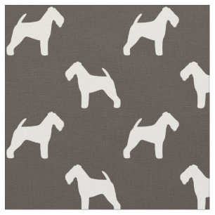 Tela Siluetas de Terrier Galés Patrón Gris y Blanco