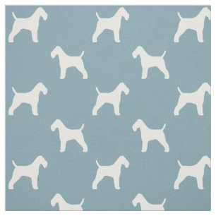 Tela Siluetas de Wire Fox Terrier Blancas y Azules