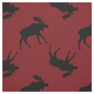 Tela Siluetas negras de los alces en rojo