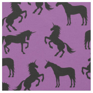 Tela Siluetas unicornio moradas y negras