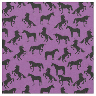 Tela Siluetas unicornio moradas y negras