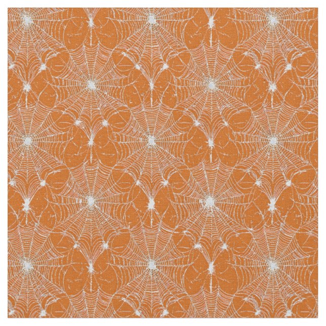 Tela Silver Spiderweb Lace On Naranja (De cerca)