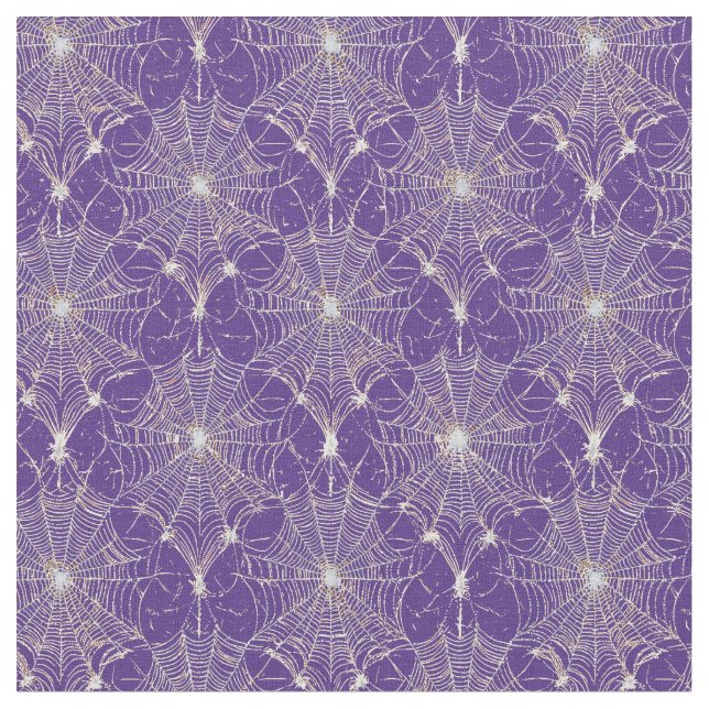 Tela Silver Spiderweb Lace sobre el morado (De cerca)