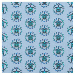 Tela Símbolo azul negro maorí de sol tribal tortugas