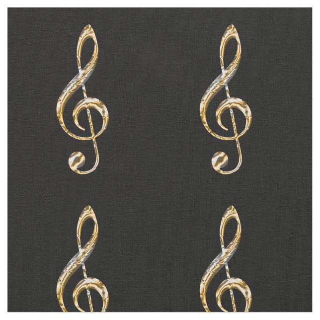 Tela Símbolo Clef oro y música plateada Figura musical (De cerca)