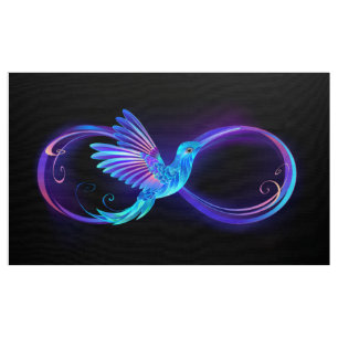 Tela Símbolo de infinito neón con colibrí brillante