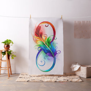 Tela Símbolo infinito con plumas arcoiris