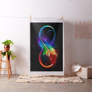 Tela Símbolo infinito con plumas arcoiris