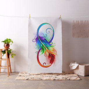 Tela Símbolo infinito con plumas arcoiris