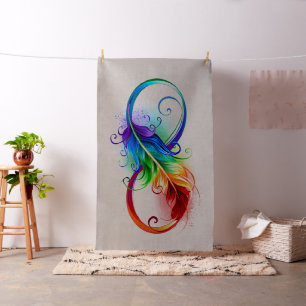 Tela Símbolo infinito con plumas arcoiris