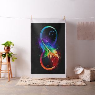 Tela Símbolo infinito con plumas arcoiris