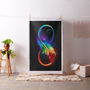 Tela Símbolo infinito con plumas arcoiris