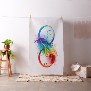 Tela Símbolo infinito con plumas arcoiris
