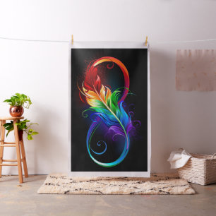 Tela Símbolo infinito con plumas arcoiris