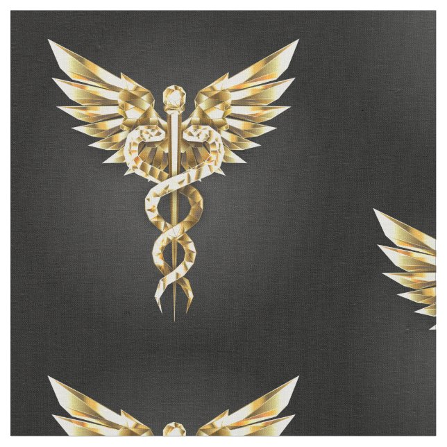 Tela Símbolo poligonal de oro Caduceus (De cerca)