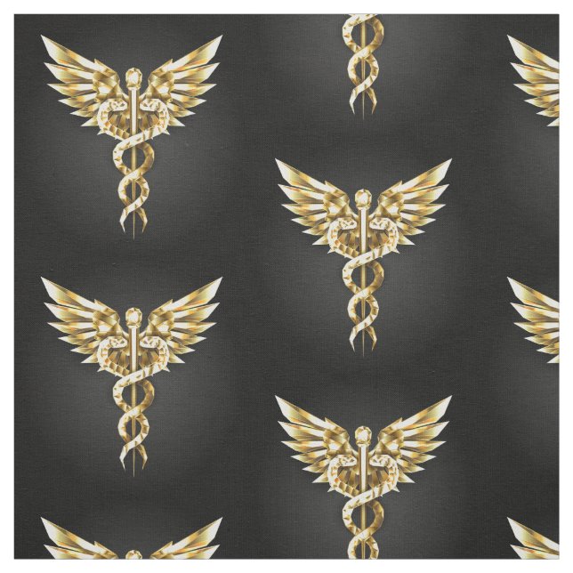 Tela Símbolo poligonal de oro Caduceus (Retal)