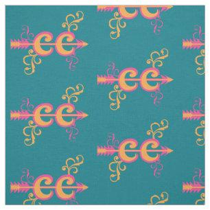 Tela Símbolo Swirls Cross Country Runner Naranja Rosa