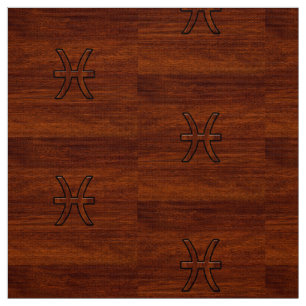 Tela Símbolo zodiaco Pisces estilo madera de caoba marr